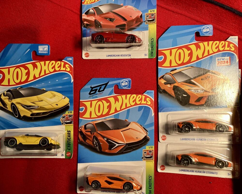 Hot Wheels Lamborghini Diecast Car Lot 5 Centenario Sian Huracan Reventon 1:64